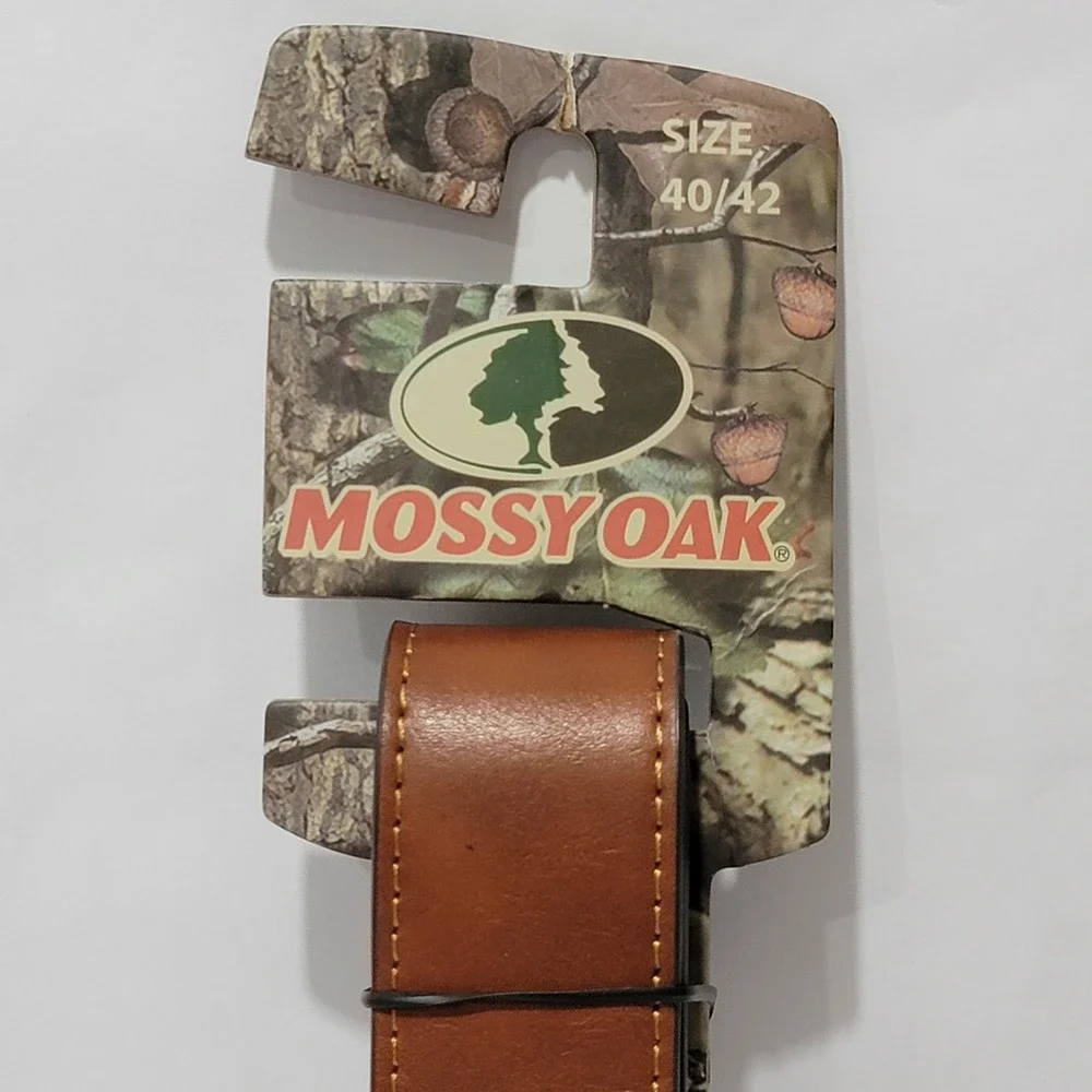 Mossy Oak Mens Brown Faux Leather Camo Belt Size 40/42 BE11686DG New